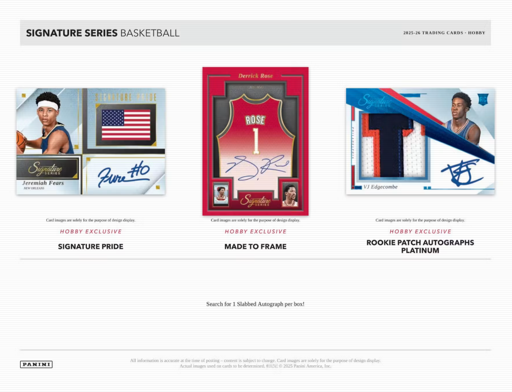 2025-26 Panini Signature Series Cartes Basketball NBA Hobby Box