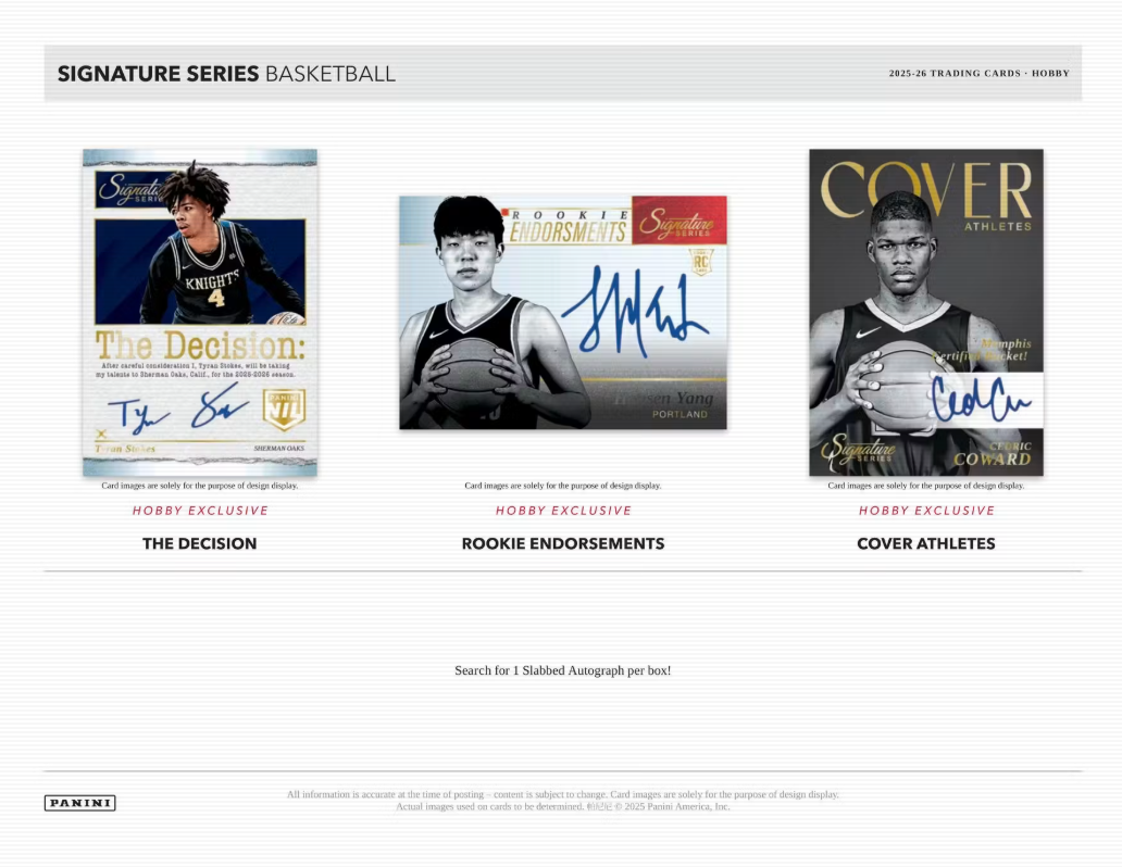 2025-26 Panini Signature Series Cartes Basketball NBA Hobby Box