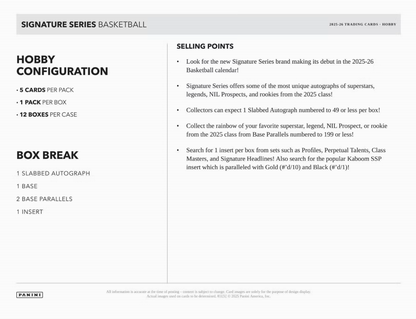 2025-26 Panini Signature Series Cartes Basketball NBA Hobby Box