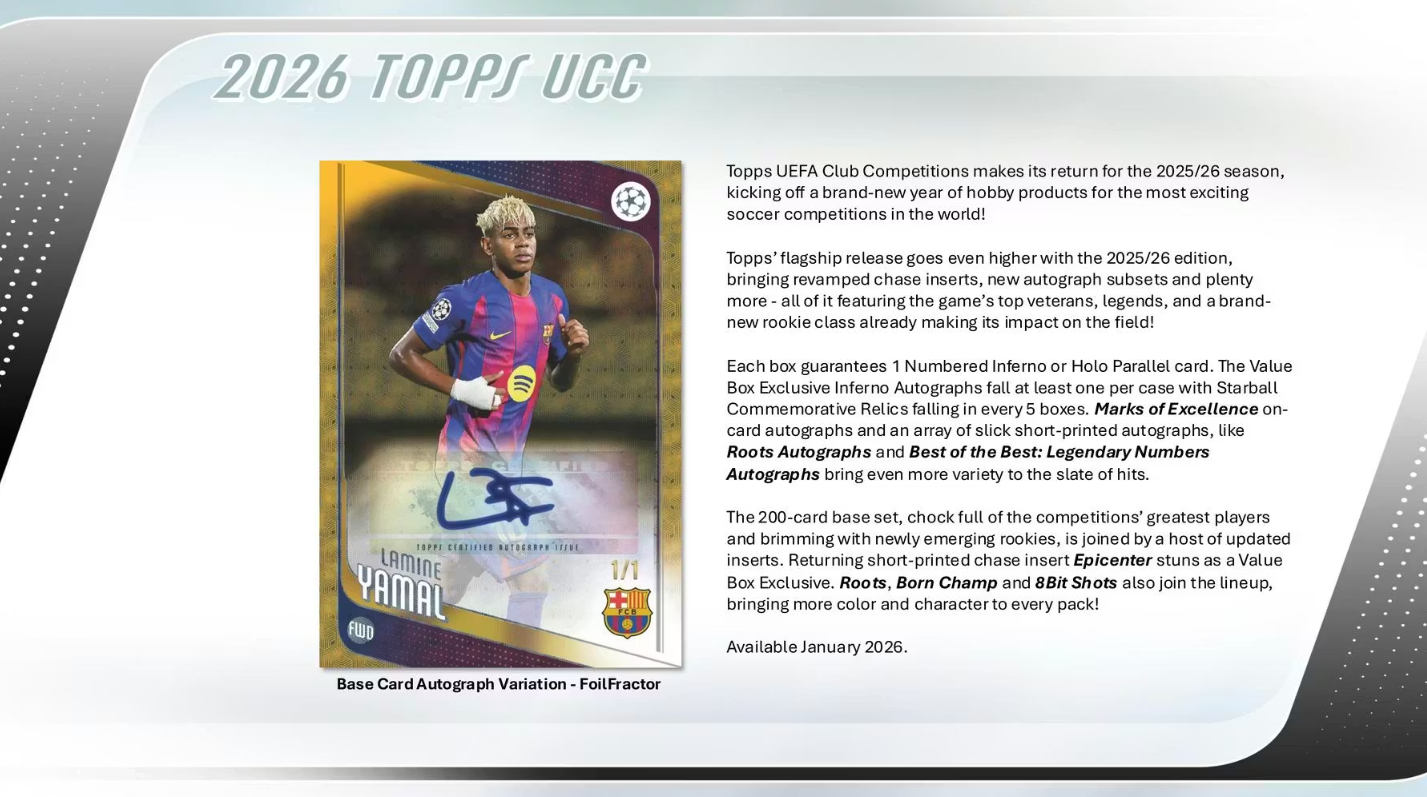 2025-26 Topps UEFA Club Competitions Cartes Foot Soccer Blaster Box