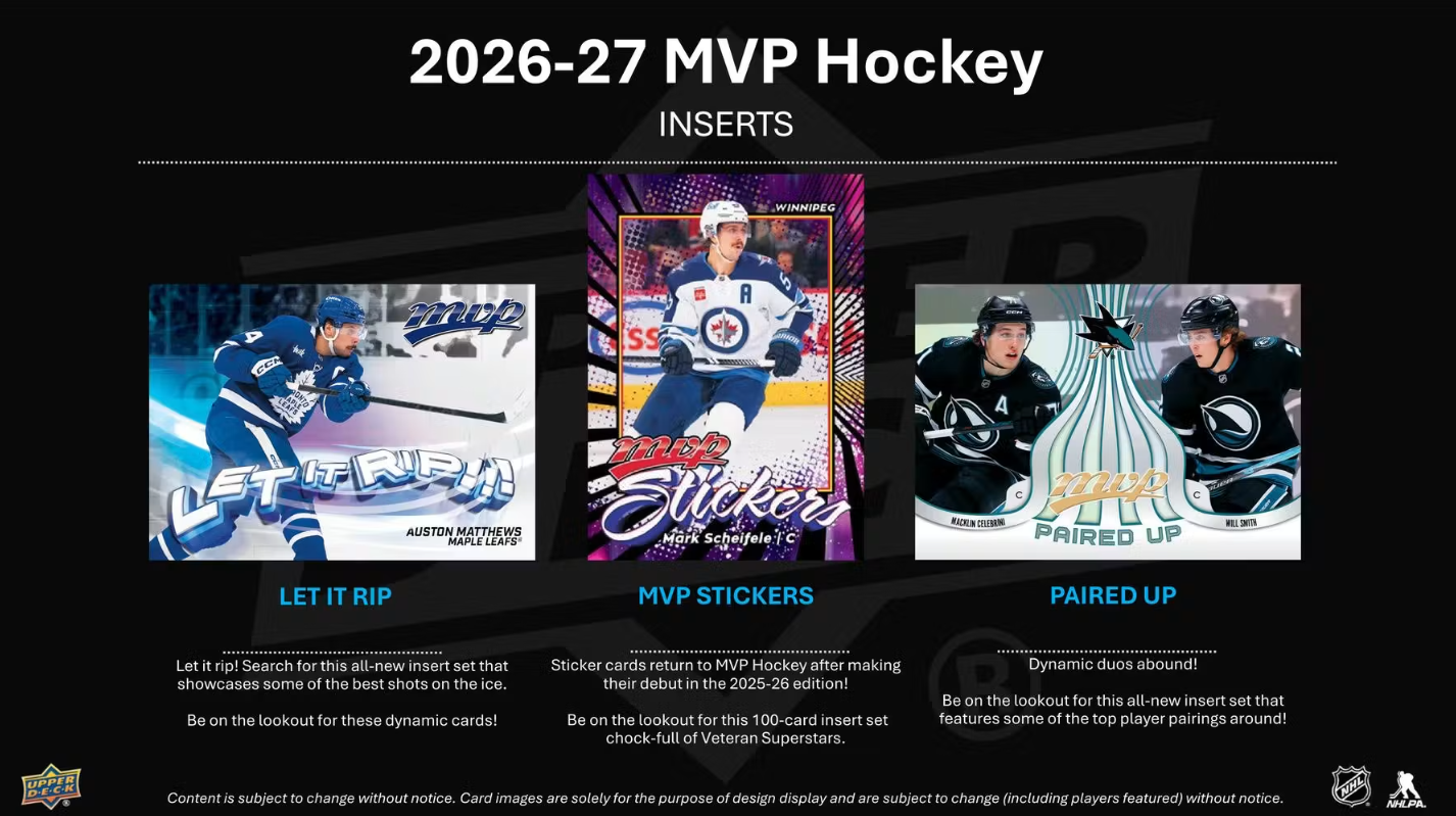 2026-27 Upper Deck MVP  Cartes Hockey NHL Retail Box