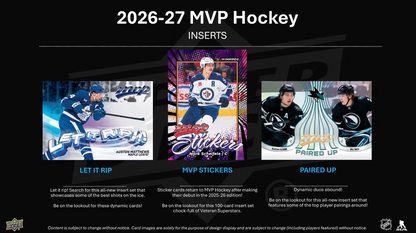 2026-27 Upper Deck MVP  Cartes Hockey NHL Retail Box