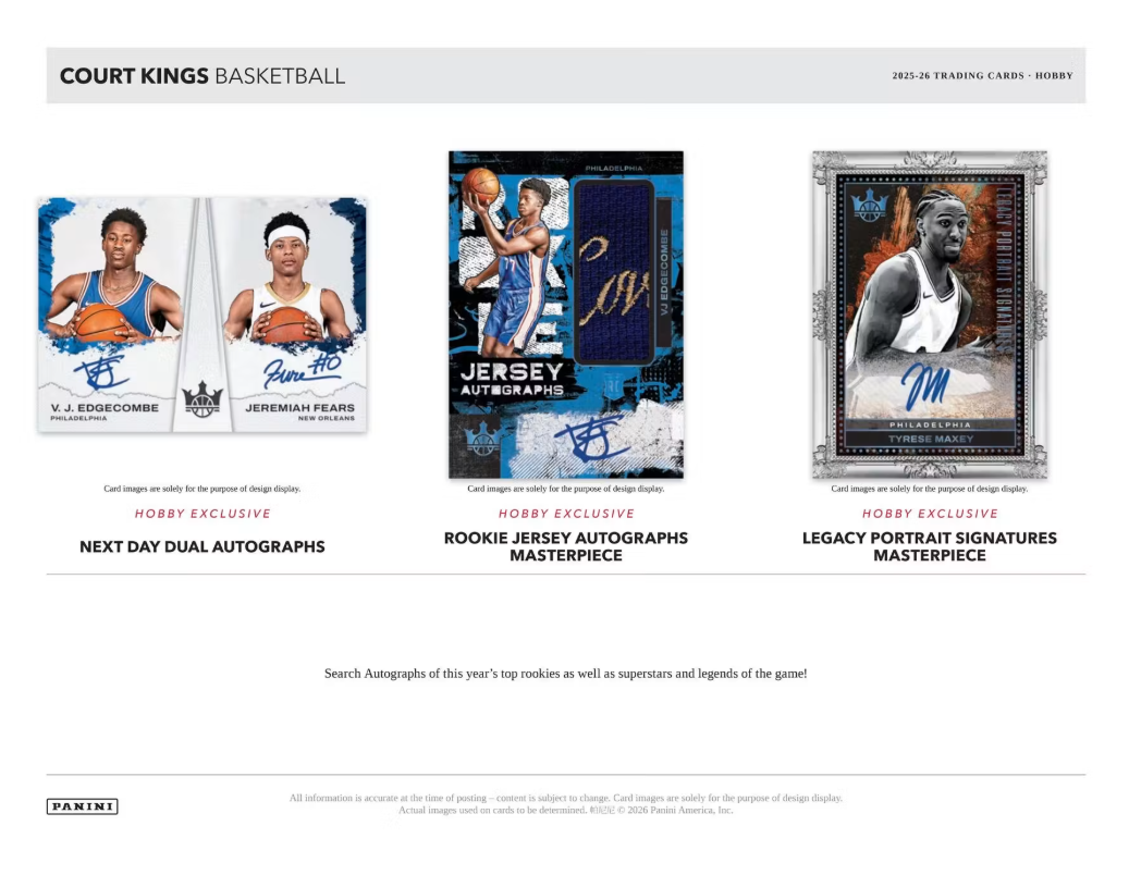 2025-26 Panini Court Kings Cartes Basketball NBA Hobby Box ** PRECOMMANDE **