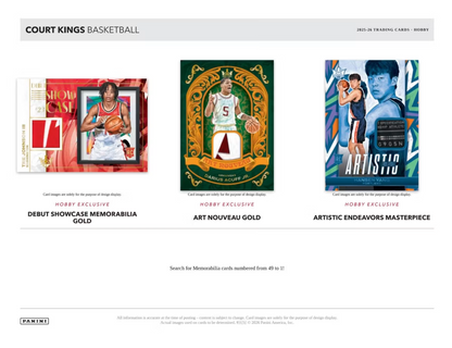 2025-26 Panini Court Kings Cartes Basketball NBA Hobby Box ** PRECOMMANDE **