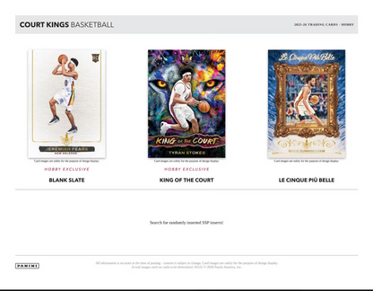 2025-26 Panini Court Kings Cartes Basketball NBA Hobby Box ** PRECOMMANDE **