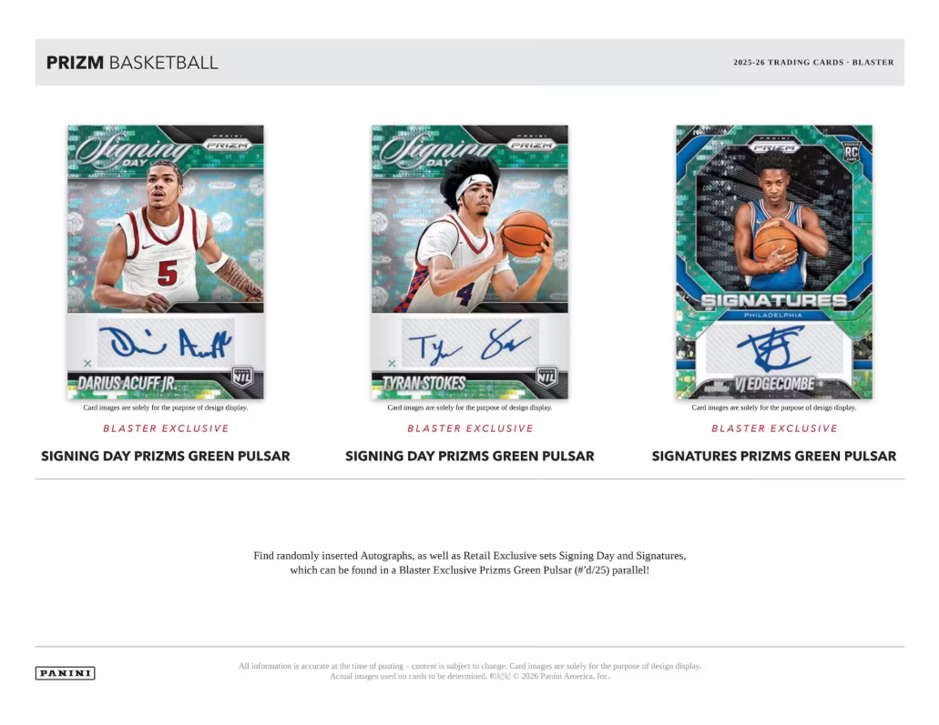 2025-26 Panini Prizm Cartes Basketball NBA Blaster Box