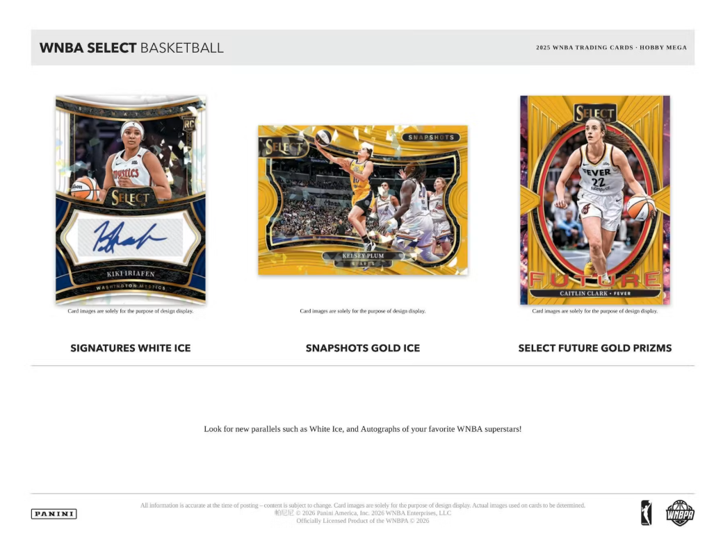 2025 Panini Select WNBA Cartes Basketball Hobby Méga Box