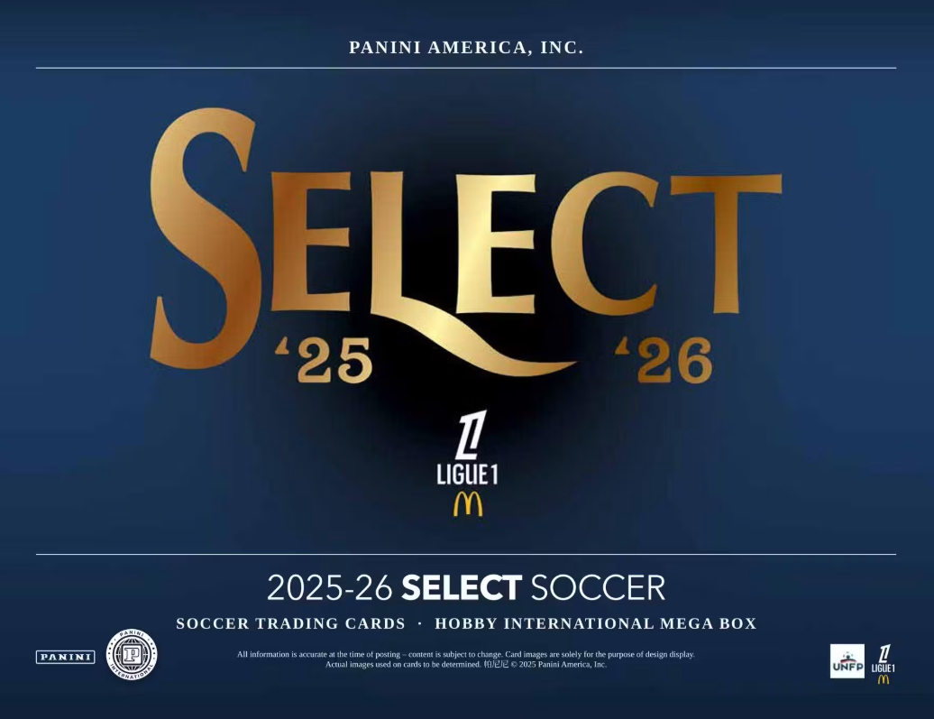 2025-26 Panini Select Ligue 1 Cartes Soccer International Hobby Méga Box