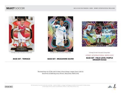 2025-26 Panini Select Ligue 1 Cartes Soccer International Hobby Méga Box