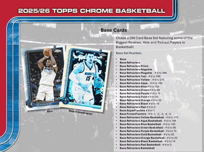2025-26 Topps Chrome Cartes Basketball NBA Méga Box ** PRECOMMANDE **