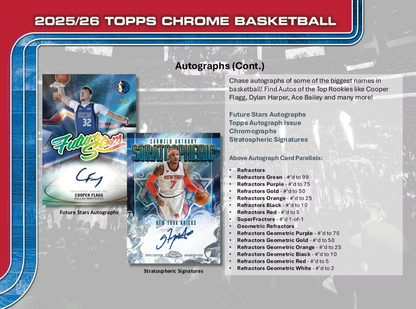 2025-26 Topps Chrome Cartes Basketball NBA Méga Box ** PRECOMMANDE **