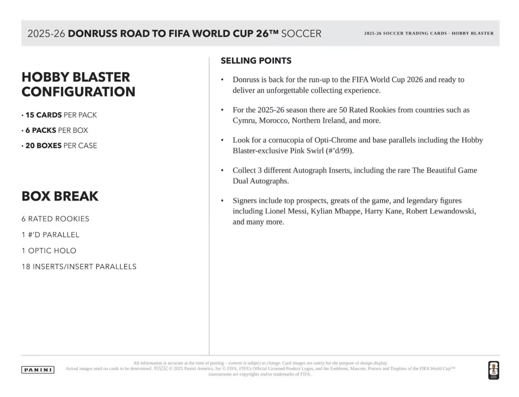 2025/26 Panini Donruss Road to FIFA World Cup Cartes Foot Soccer Hobby Blaster Box