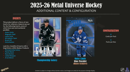 2025-26 Upper Deck Skybox Metal Universe Cartes Hockey NHL Blaster Box