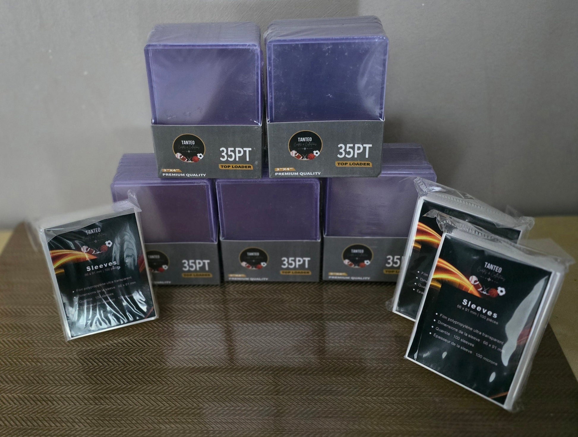 Lot 100 Sleeves x 3 + Toploaders 25 x 5 TANTEO Cartes & Collections