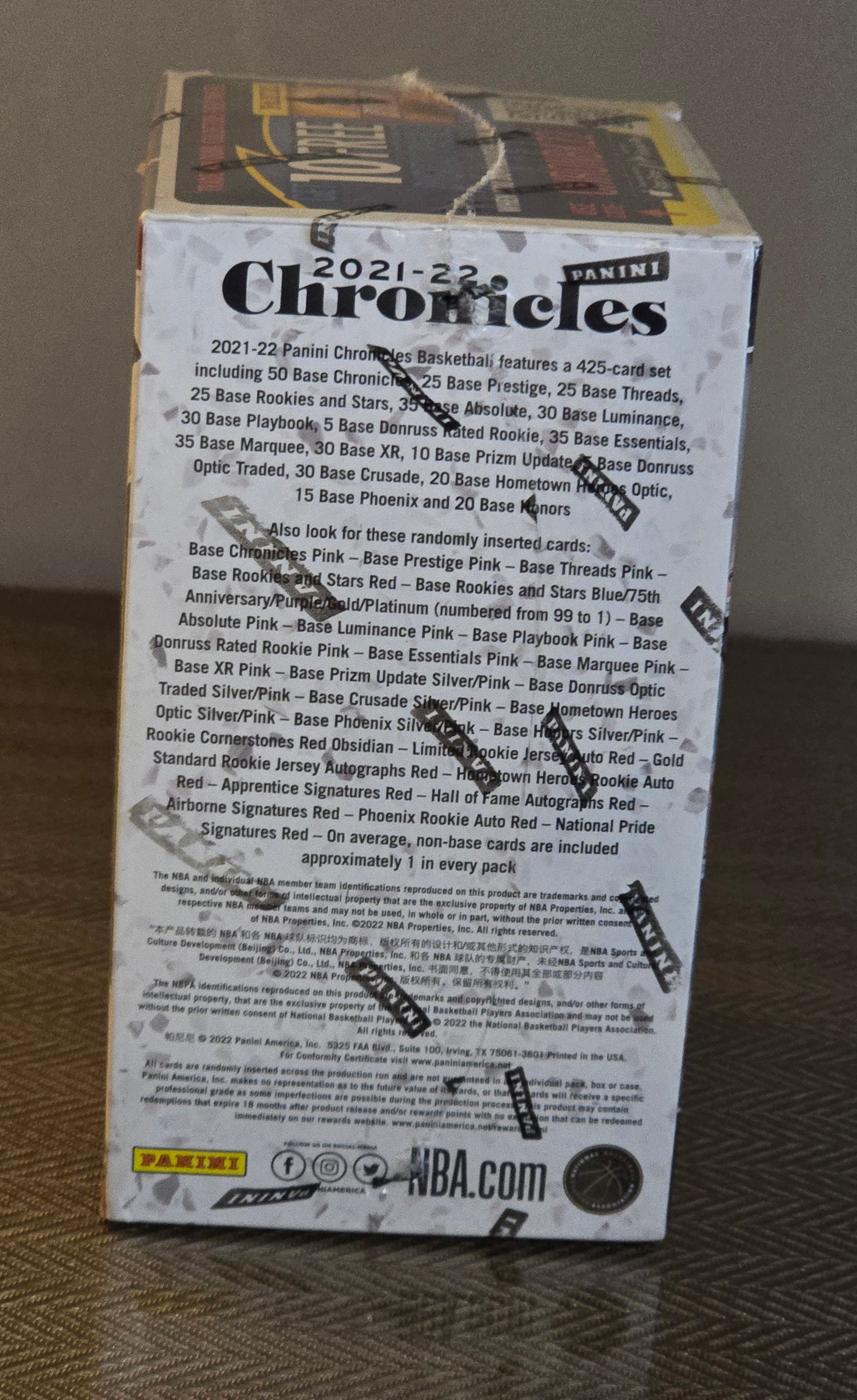 2021-22 Panini Chronicles Cartes Basketball NBABlaster Box (Pink Parallels!) Panini