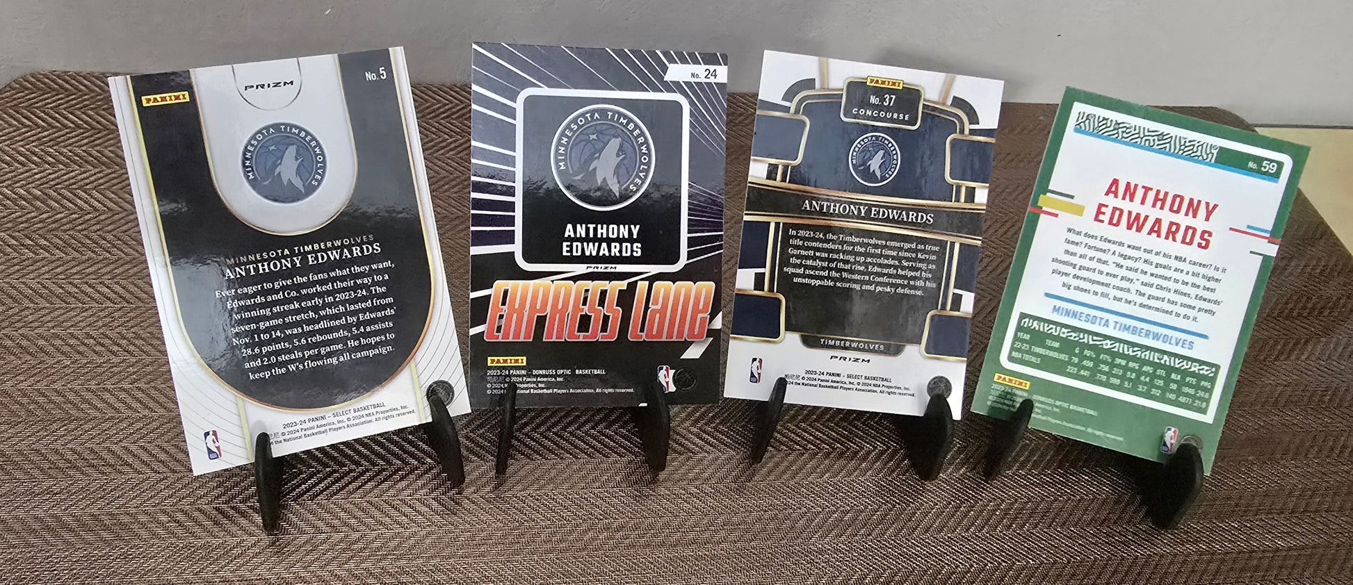 Lot 4 Cartes collection sport Basketball NBA Anthony Edwards