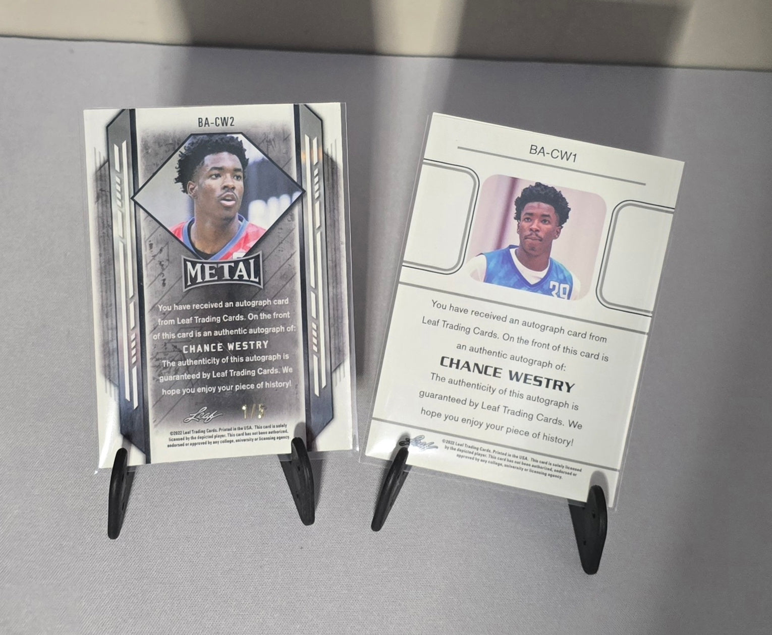 Lot 2 Cartes Autographes collection sport Basketball NBA CHANCE WESTRY