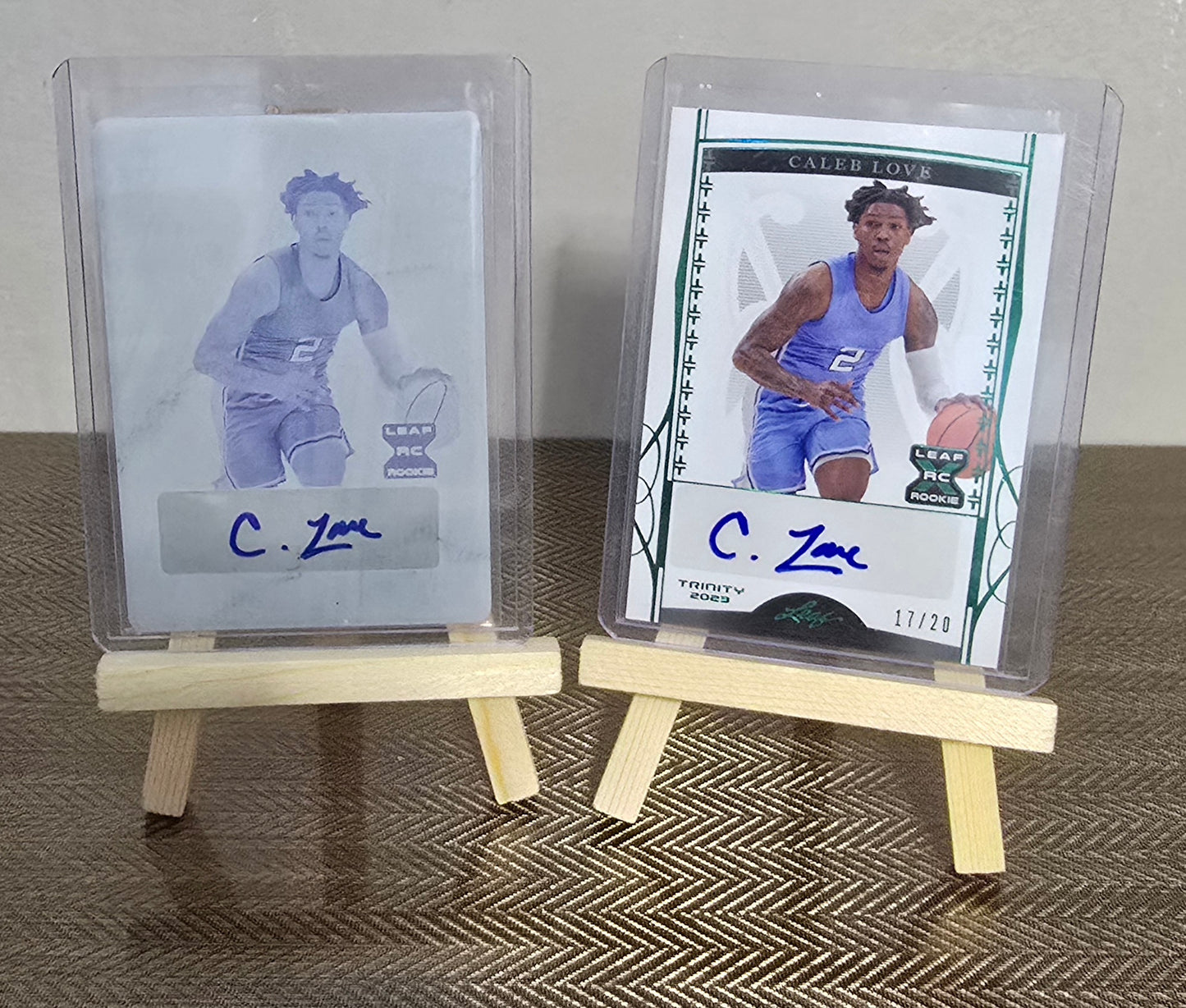 Lot 2 cartes autographes collection sport Basketball NBA CALEB LOVE