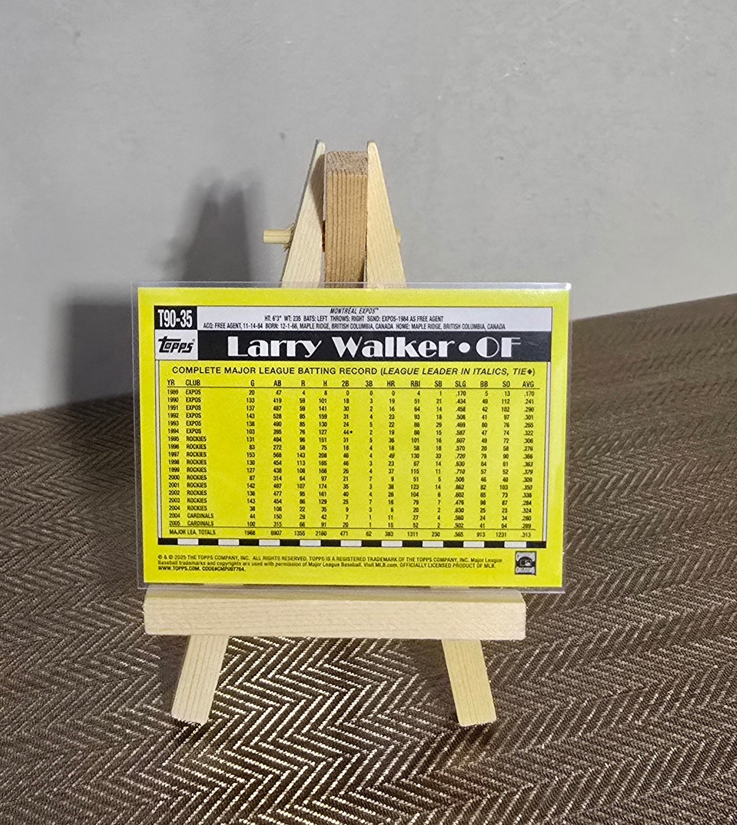 Carte collection Baseball MLB LARRY WALKER TOPPS 2025