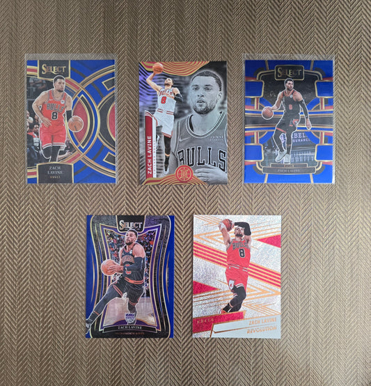 Lot 5 Cartes collection sport Basketball NBA ZACH LAVINE