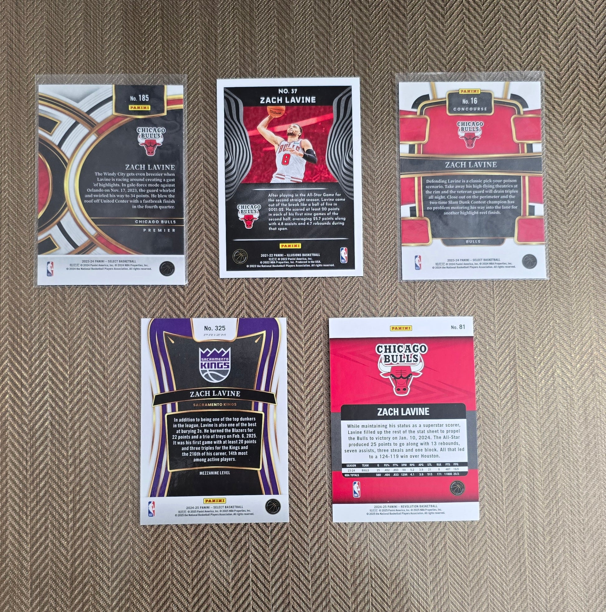 Lot 5 Cartes collection sport Basketball NBA ZACH LAVINE
