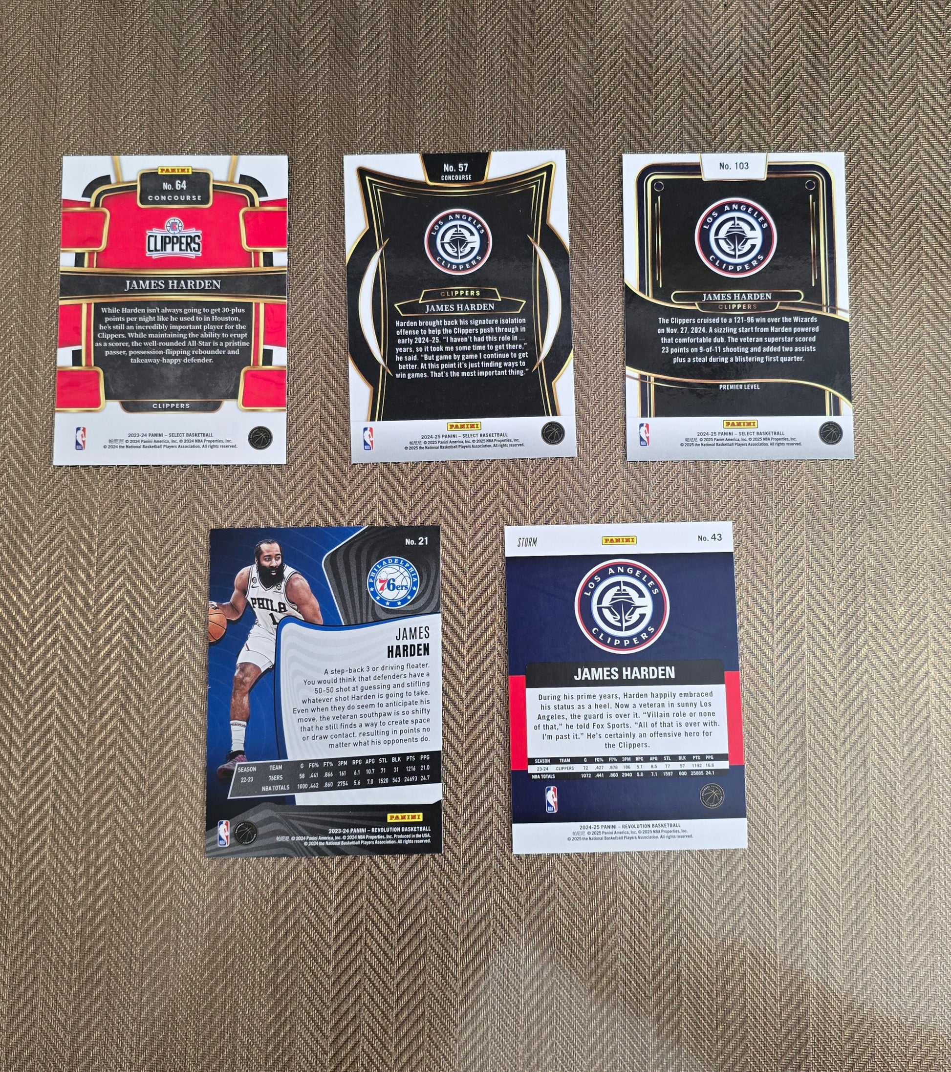 Lot 5 Cartes collection sport Basketball NBA JAMES HARDEN
