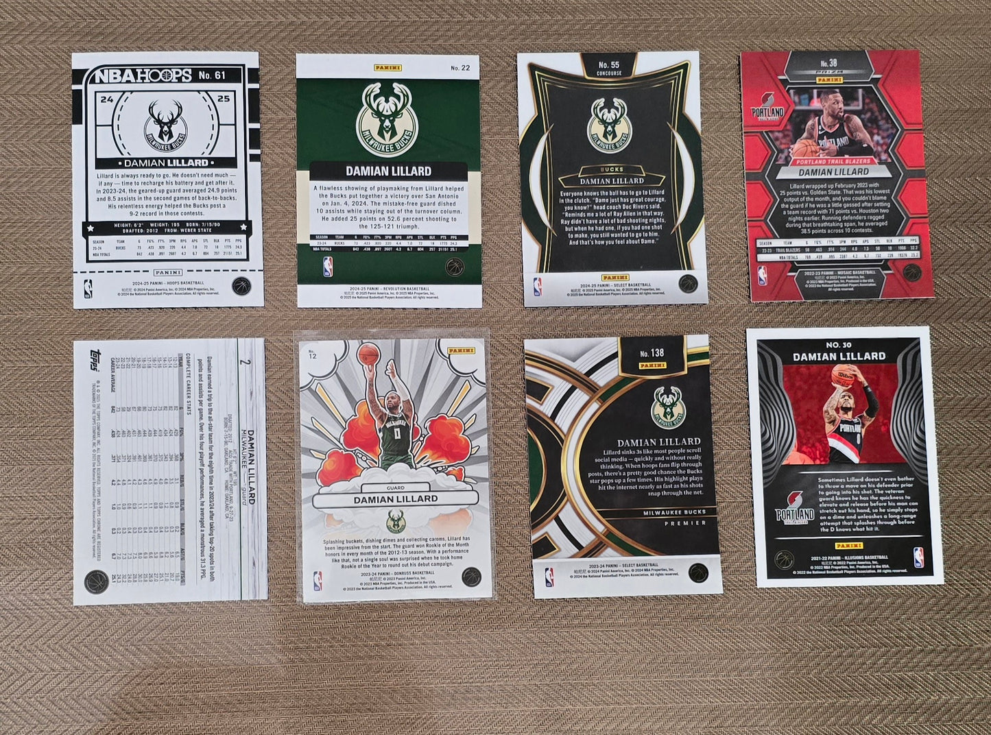Lot 8 Cartes collection sport Basketball NBA DAMIAN LILLARD