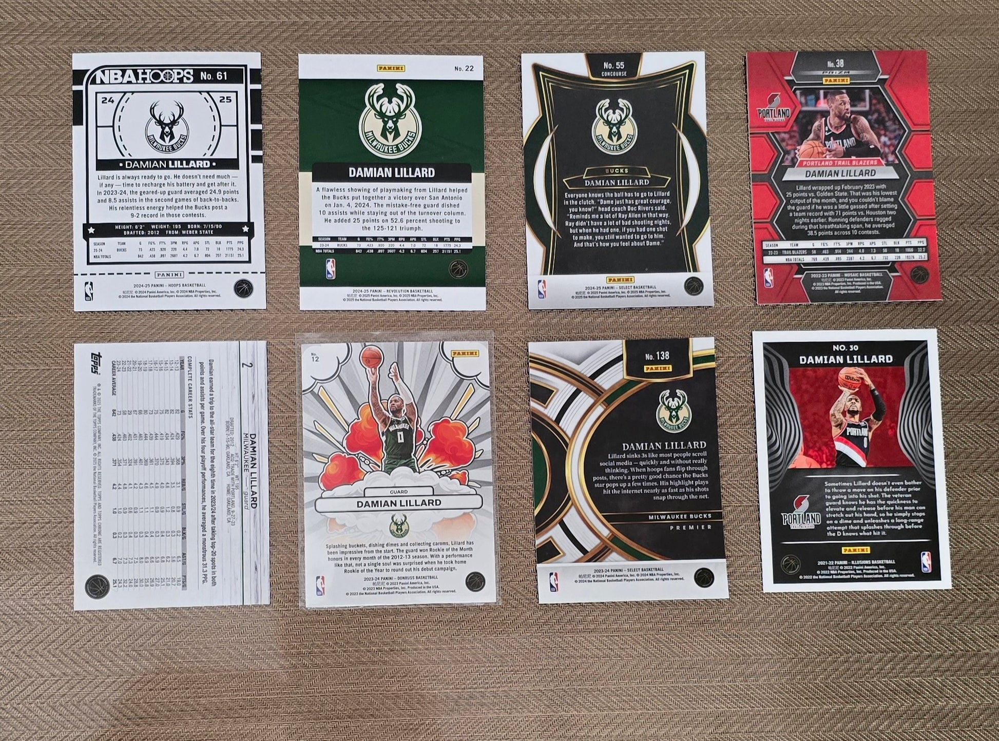 Lot 8 Cartes collection sport Basketball NBA DAMIAN LILLARD