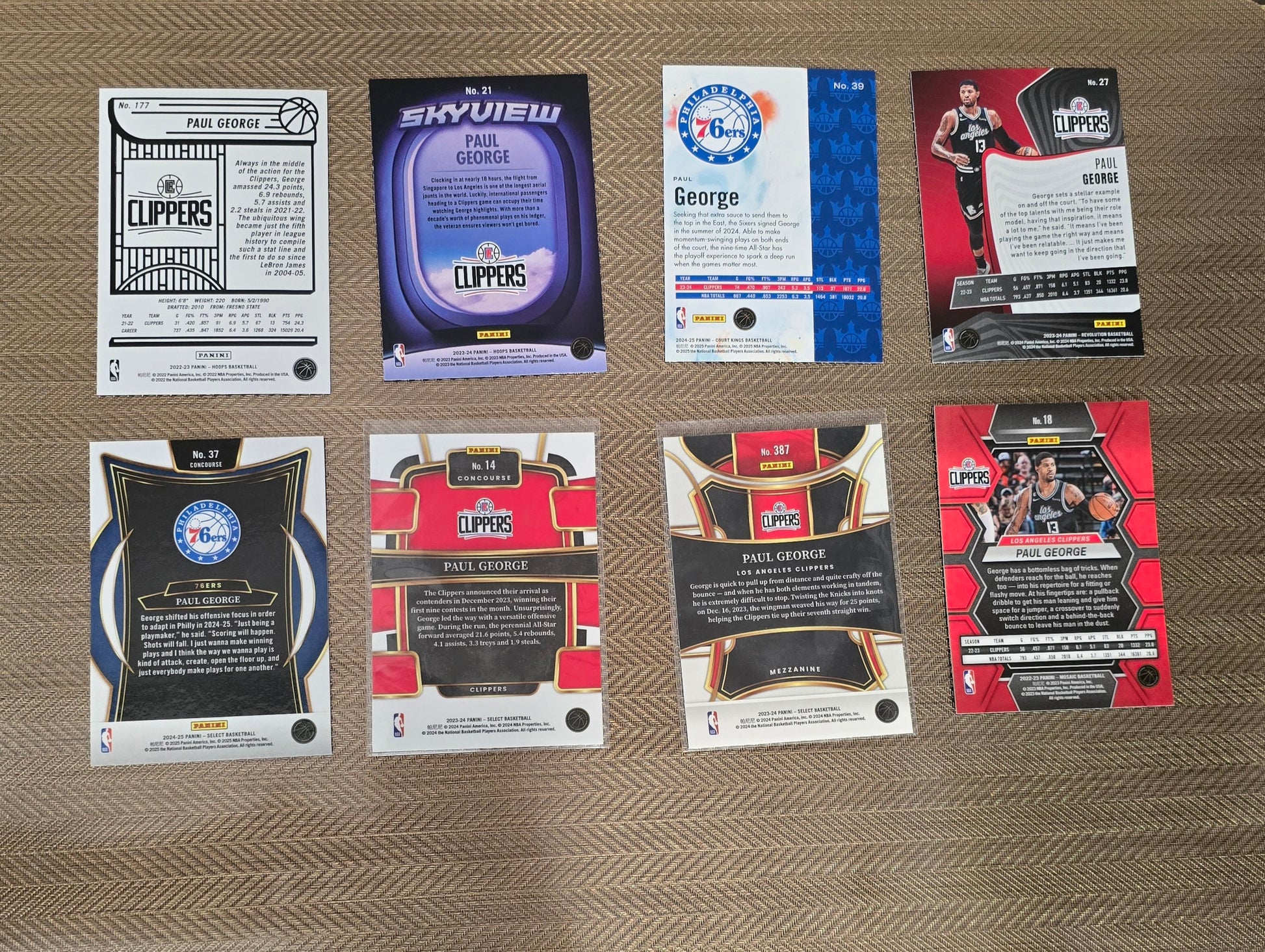 Lot 8 Cartes collection sport Basketball NBA PAUL GEORGE