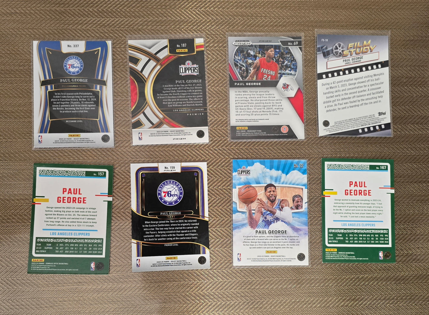 Lot 8 Cartes collection sport Basketball NBA PAUL GEORGE N°2