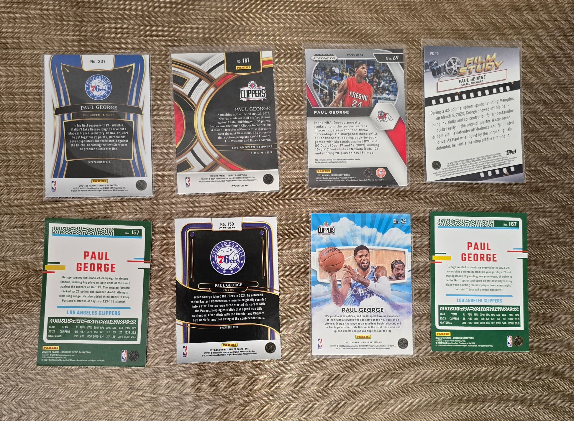 Lot 8 Cartes collection sport Basketball NBA PAUL GEORGE N°2