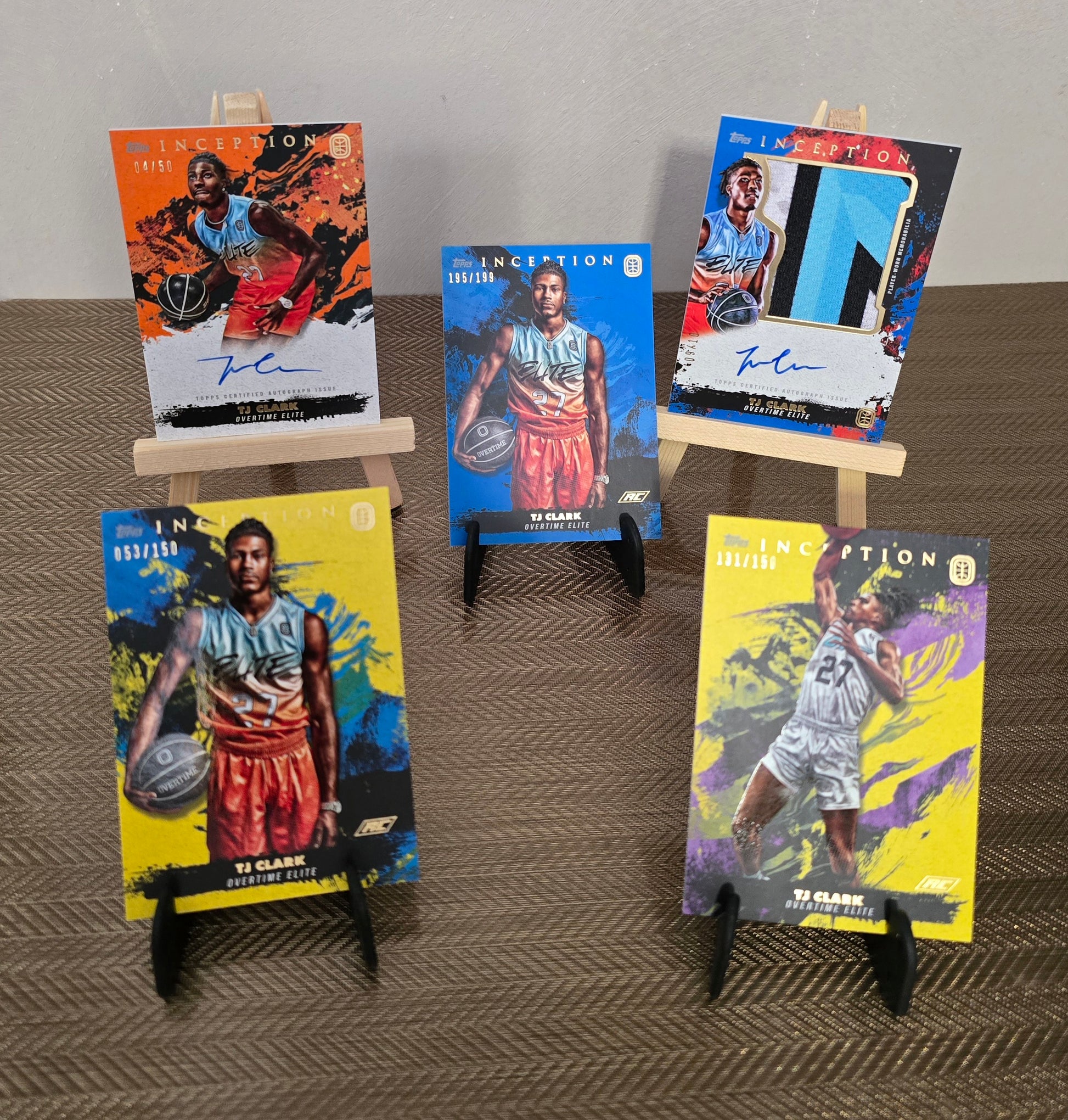Lot 5 Cartes Auto Patch numérotées collection sport Basketball TJ CLARK