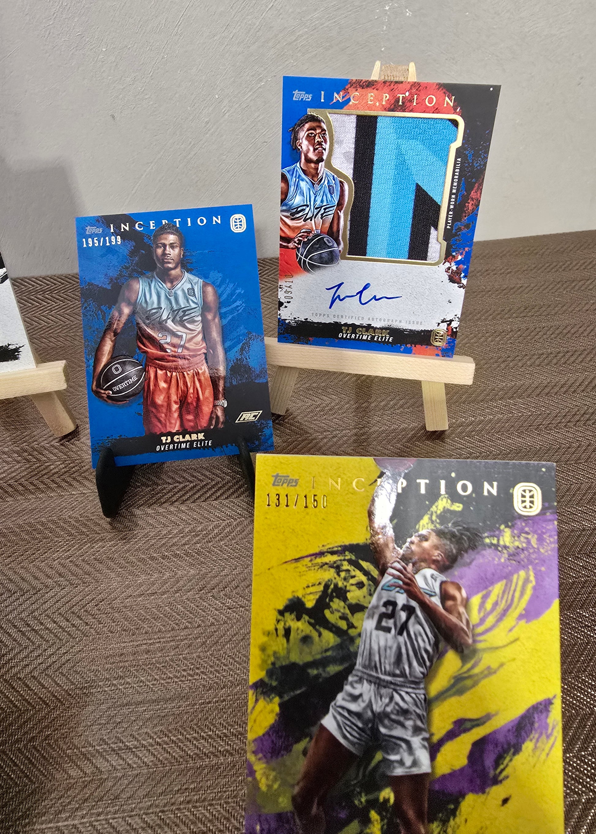 Lot 5 Cartes Auto Patch numérotées collection sport Basketball TJ CLARK