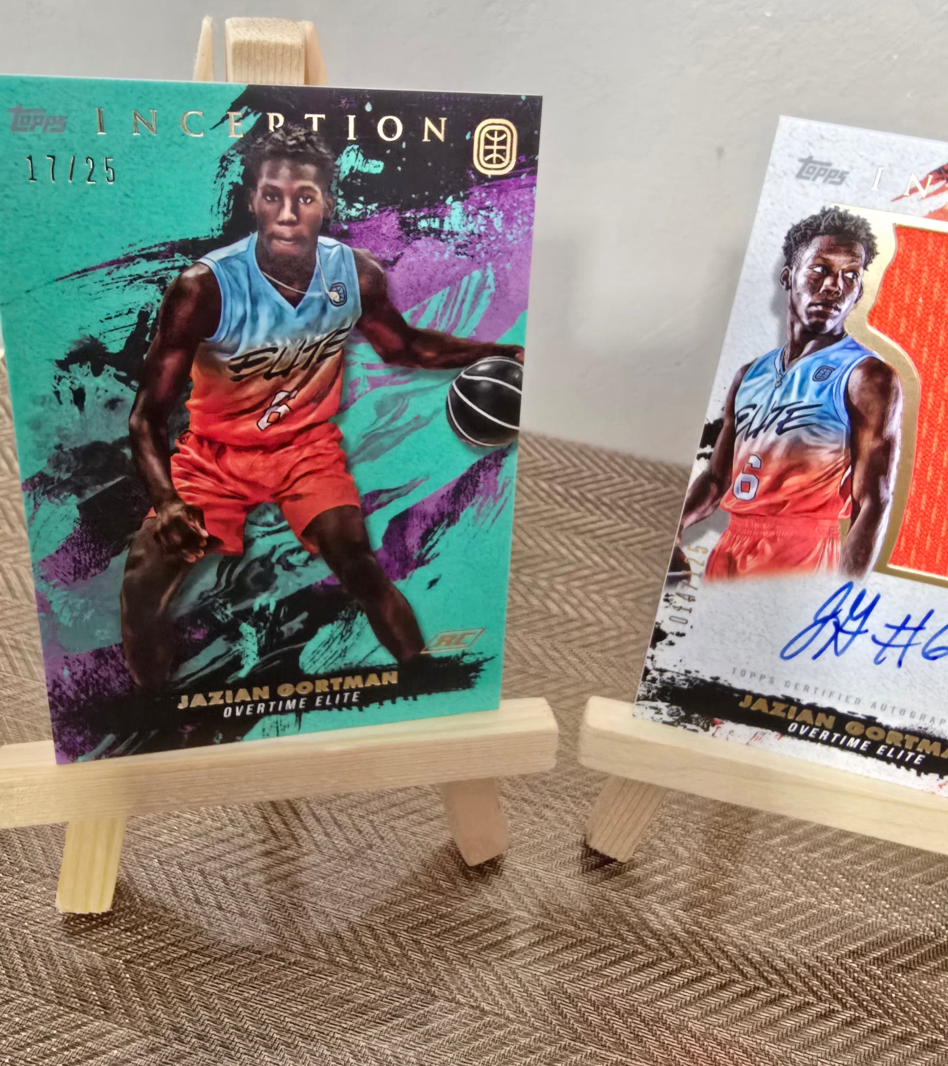 Lot 3 Cartes Auto Patch numérotées collection sport Basketball JAZIAN GORTMAN Topps