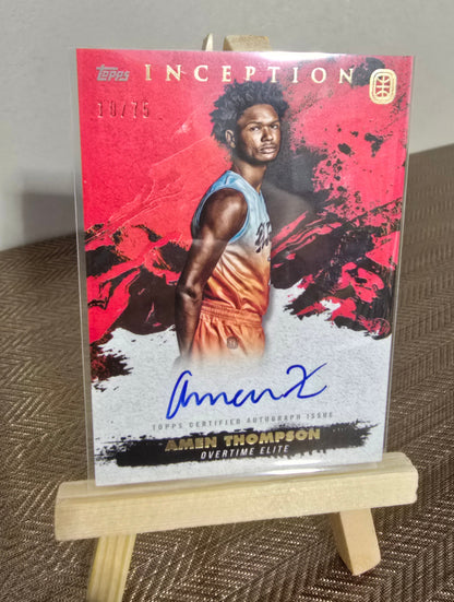 Carte Autographe numérotée 10/75 collection sport Basketball AMEN THOMPSON Topps