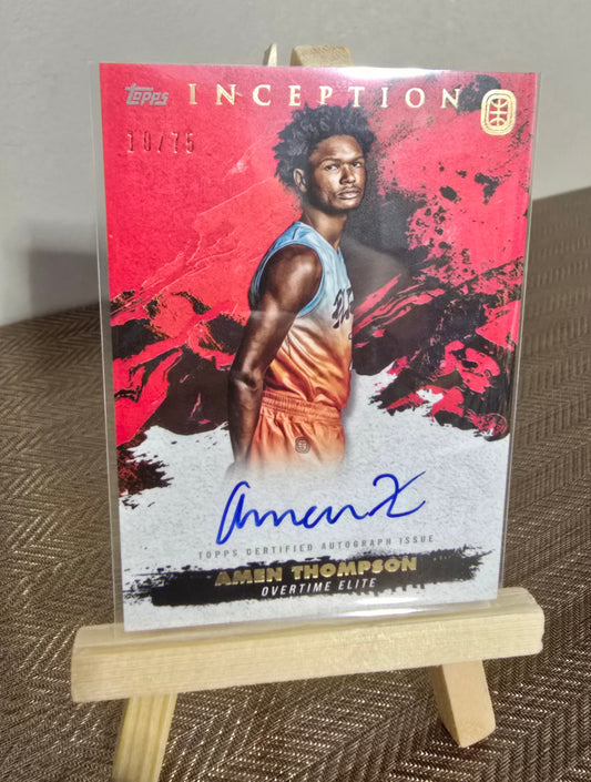 Carte Autographe numérotée 10/75 collection sport Basketball AMEN THOMPSON Topps