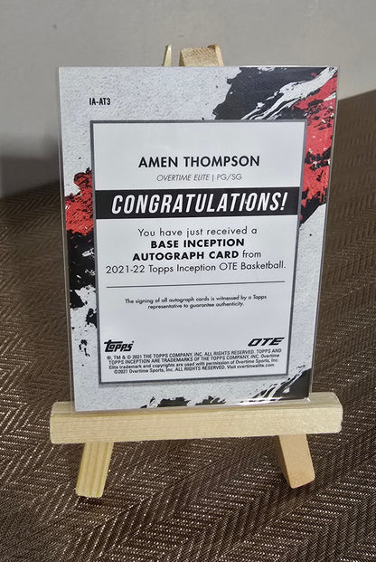 Carte Autographe numérotée 051/200 collection sport Basketball AMEN THOMPSON Topps