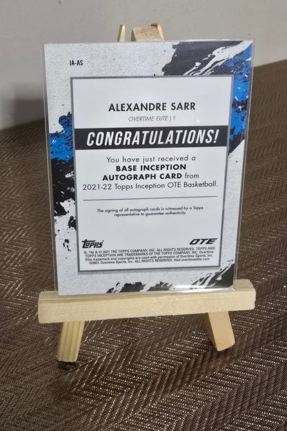 Carte Autographe numérotée 045/200 collection sport Basketball ALEXANDRE SARR Topps