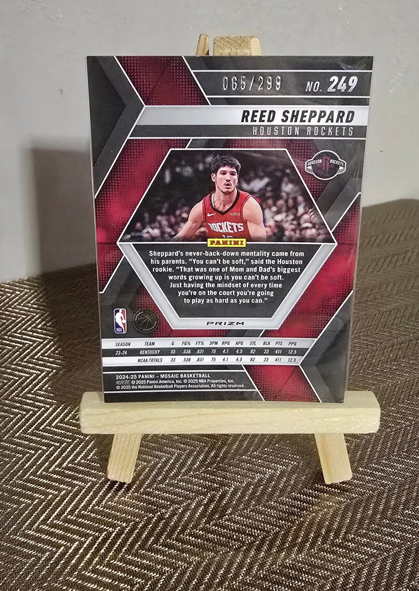 2024-25 Panini Mosaic NBA - REED SHEPPARD - Carte numérotée #065/299 Panini