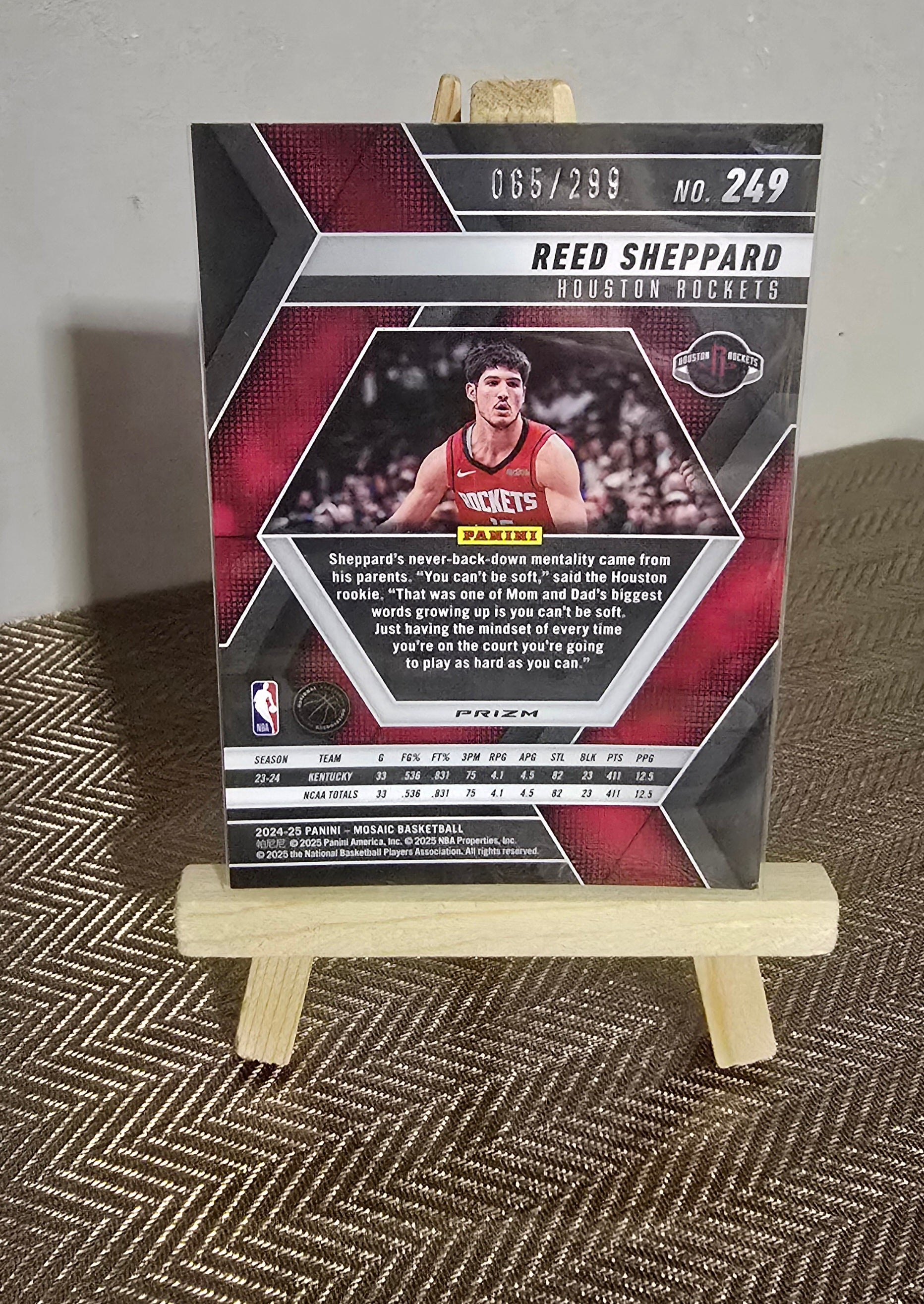 2024-25 Panini Mosaic NBA - REED SHEPPARD - Carte numérotée #065/299 Panini