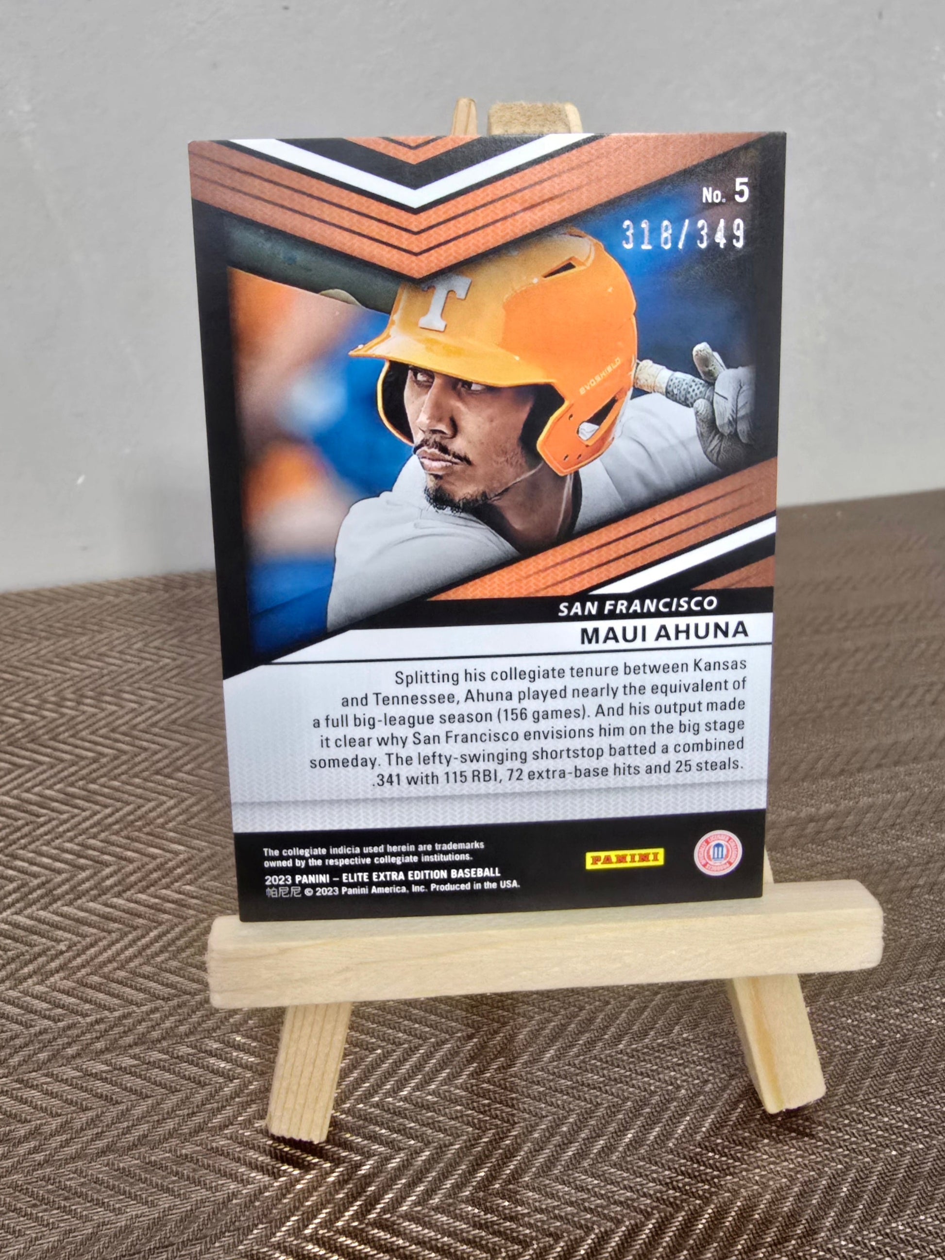 Carte numérotée #318/349 collection Baseball MLB MAUI AHUNA Panini