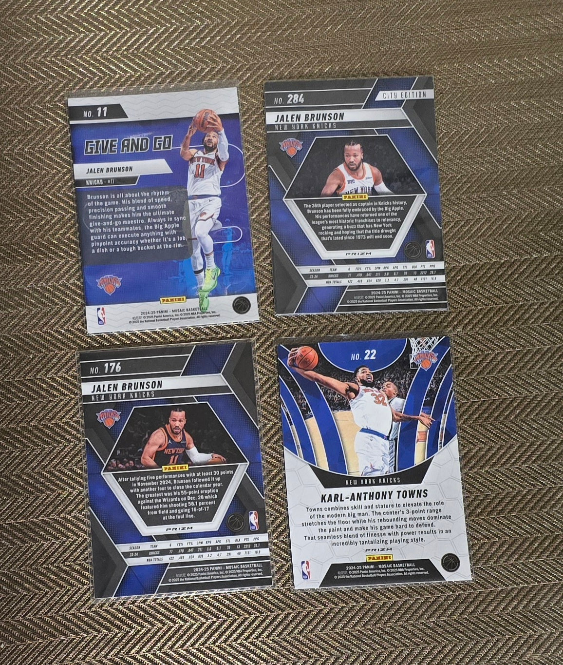 Lot 4 Cartes collection sport Basketball NBA Equipe KNICKS Panini