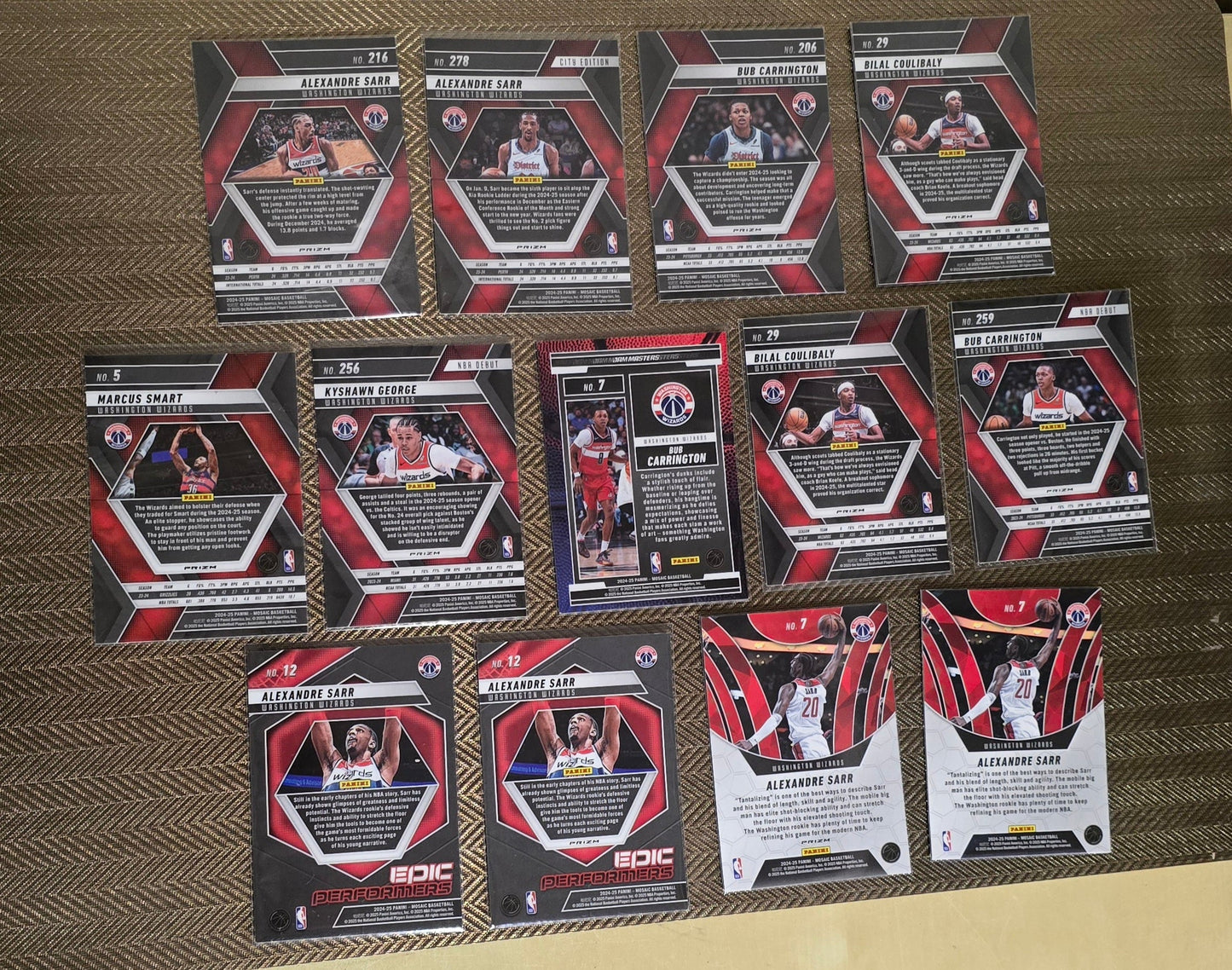 Lot 13 Cartes collection sport Basketball NBA Equipe WIZARDS Panini