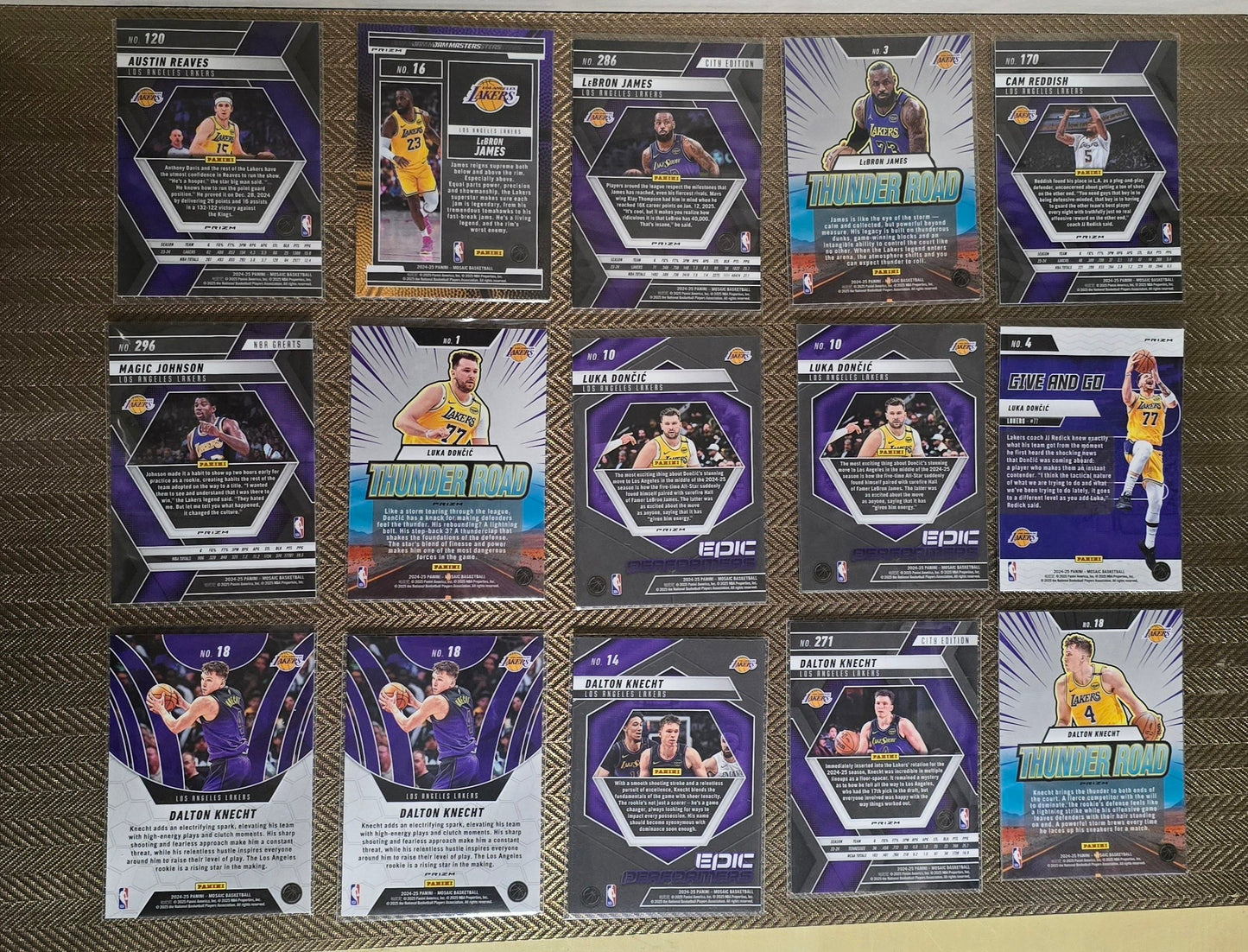 Lot 15 Cartes collection sport Basketball NBA Equipe LAKERS Panini