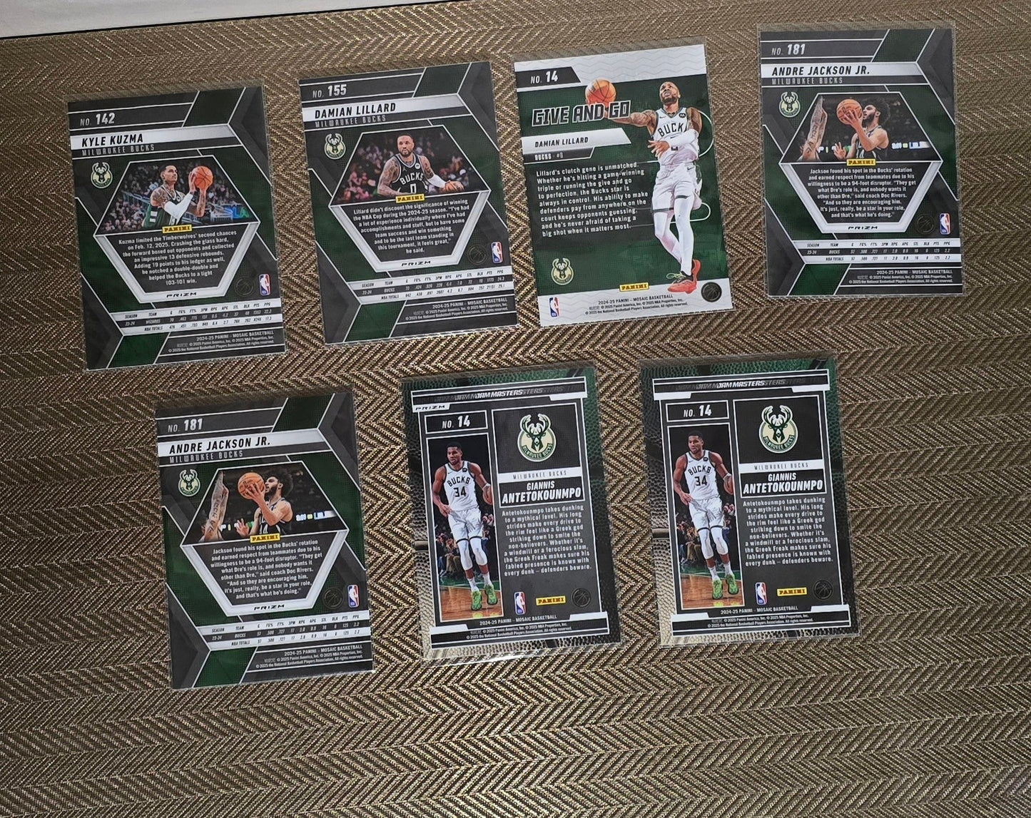 Lot 7 Cartes collection sport Basketball NBA Equipe BUCKS Panini
