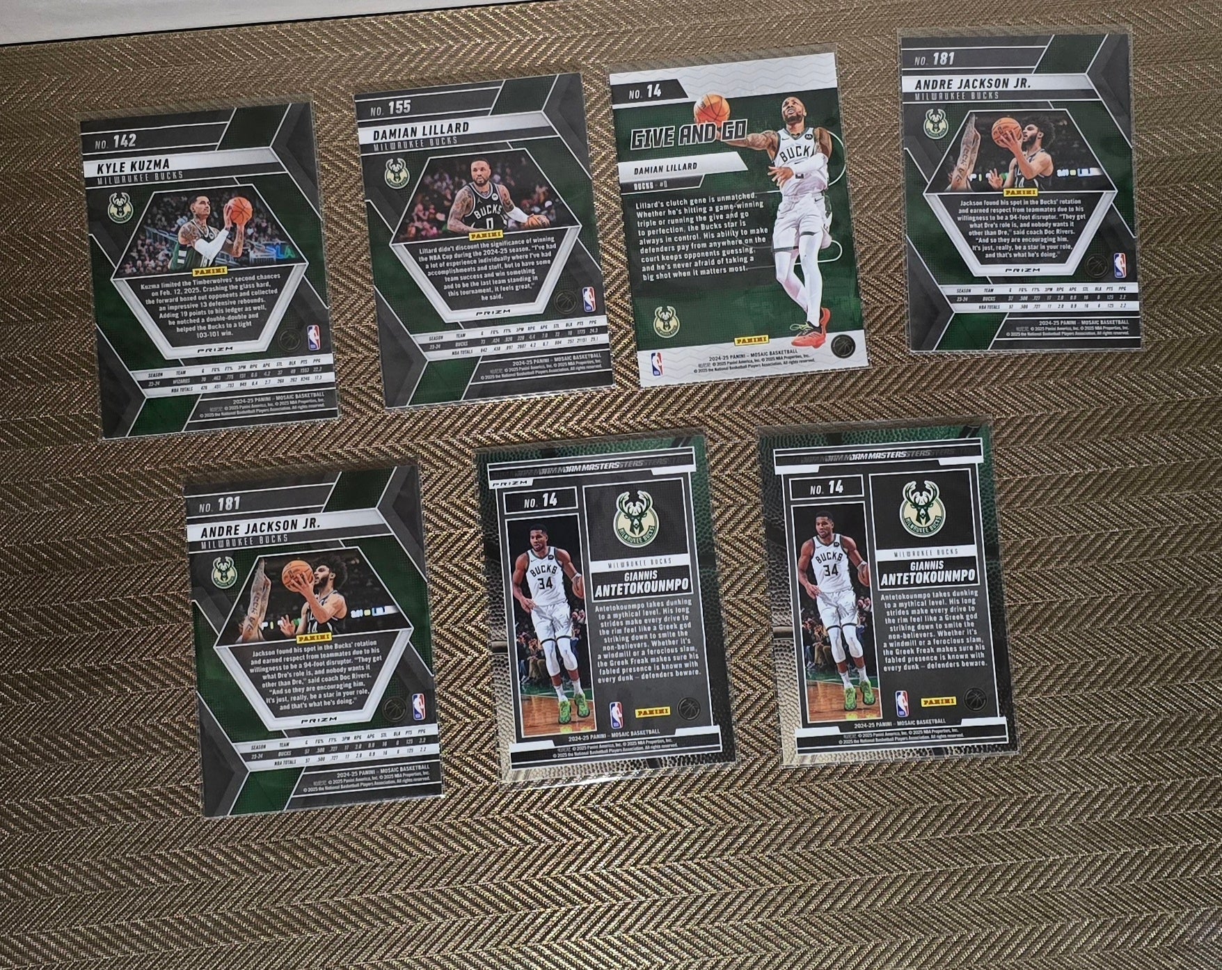 Lot 7 Cartes collection sport Basketball NBA Equipe BUCKS Panini