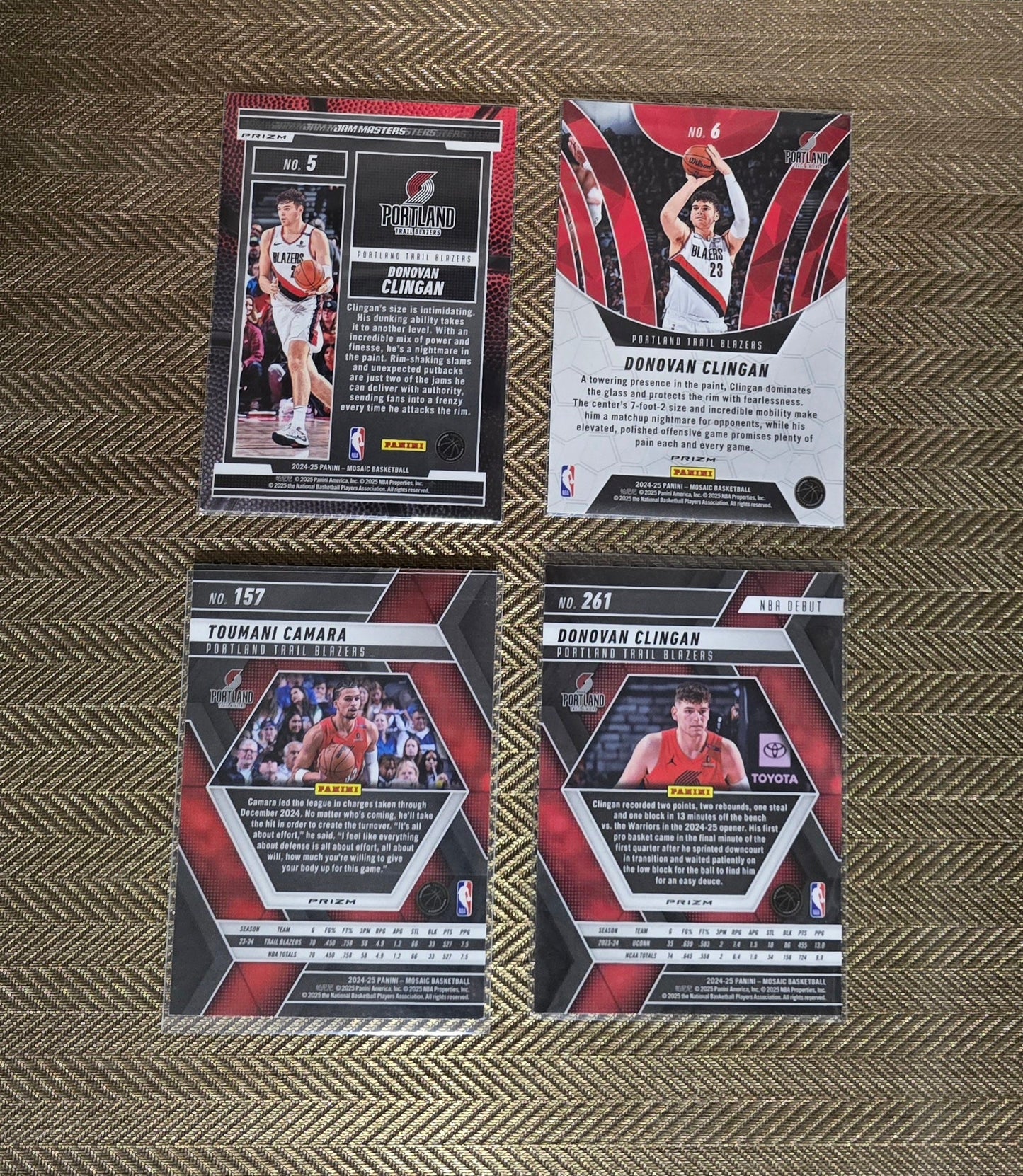 Lot 4 Cartes collection sport Basketball NBA Equipe PORTLAND Panini