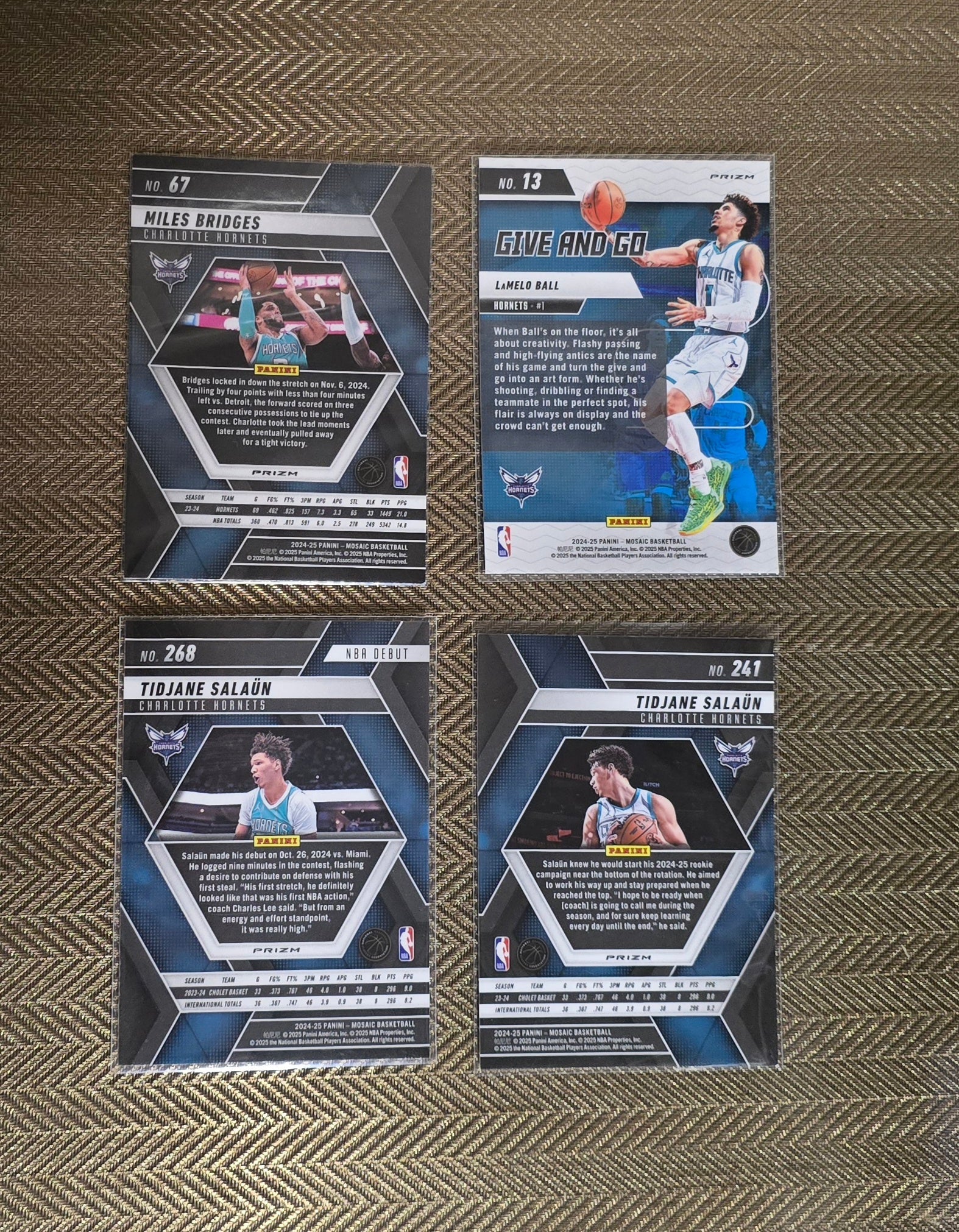 Lot 4 Cartes collection sport Basketball NBA Equipe HORNETS Panini