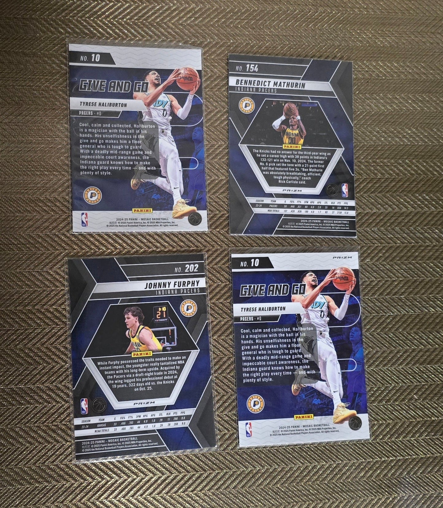 Lot 4 Cartes collection sport Basketball NBA Equipe INDIANA PACERS Panini