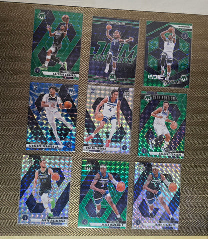 Lot 9 Cartes collection sport Basketball NBA Equipe TIMBERWOLVES Panini